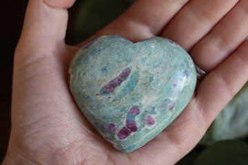 Ruby in fuchsite and kyanite heart 1 new