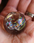 Smoky quartz sphere with rainbow inclusions 2, new