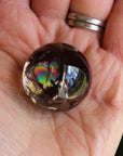 Smoky quartz sphere with rainbow inclusions 4, new