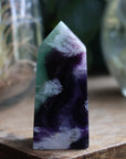 Fluorite tower with calcite snowflakes 6