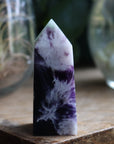 Fluorite tower with calcite snowflakes 6