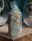 Blue onyx/aquatine lemurian calcite tower 1