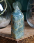 Blue onyx/aquatine lemurian calcite tower 1