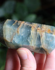 Blue onyx/aquatine lemurian calcite tower 1