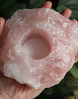 Rose quartz candle/plant holder 1