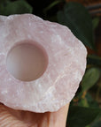 Rose quartz candle holder 1, new