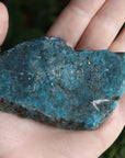 Semi polished blue apatite slab 1