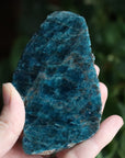 Semi polished blue apatite slab 1