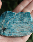 Semi polished blue apatite slab 4