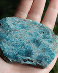 Semi polished blue apatite slab 4