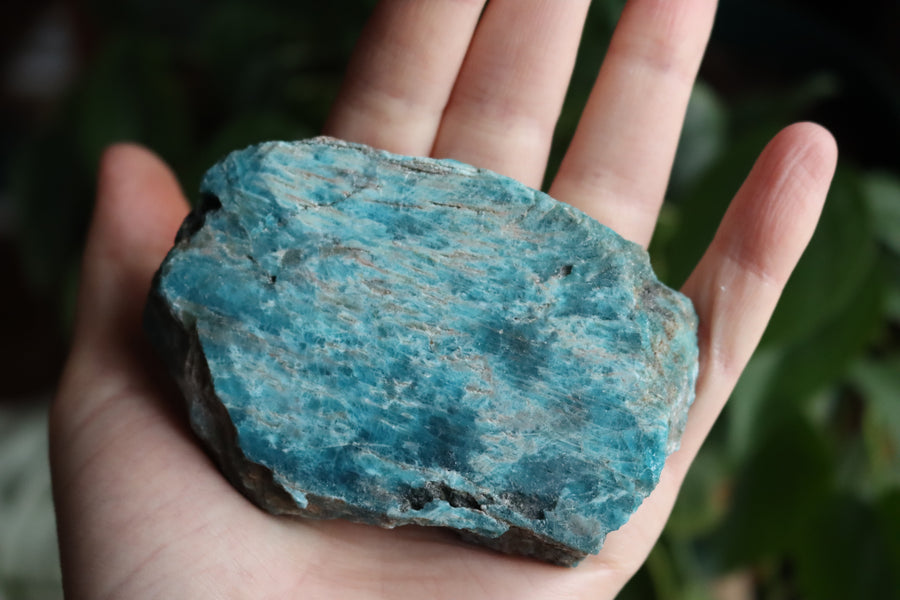 Semi polished blue apatite slab 4