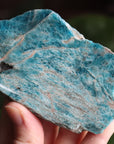 Semi polished blue apatite slab 4