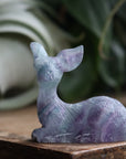 Hand carved rainbow fluorite deer 5