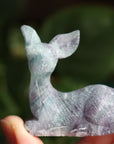 Hand carved rainbow fluorite deer 5