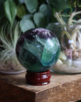 Fluorite sphere with calcite snowflakes 4