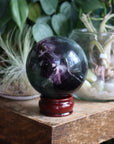 Fluorite sphere with calcite snowflakes 4