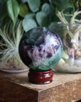 Fluorite sphere with calcite snowflakes 4