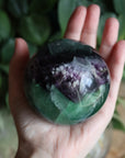 Fluorite sphere with calcite snowflakes 4