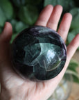 Fluorite sphere with calcite snowflakes 4