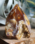 Semi polished carnelian tower 8