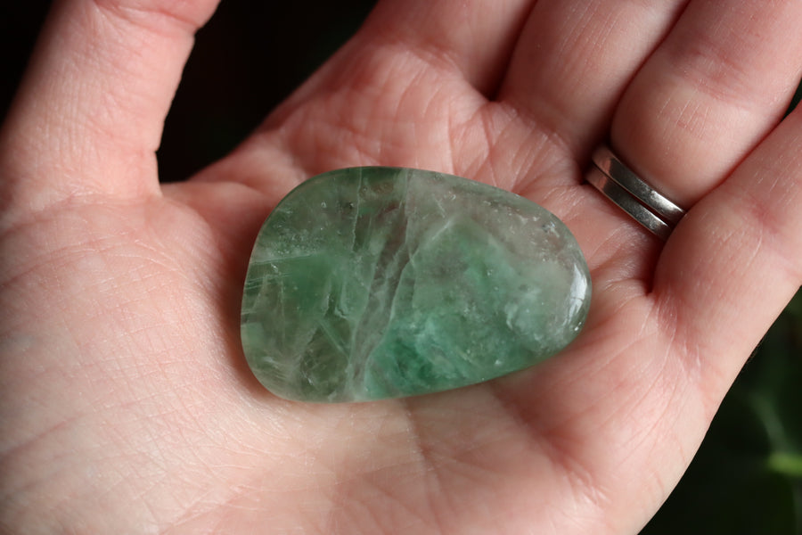 Large rainbow fluorite tumbled stone 11