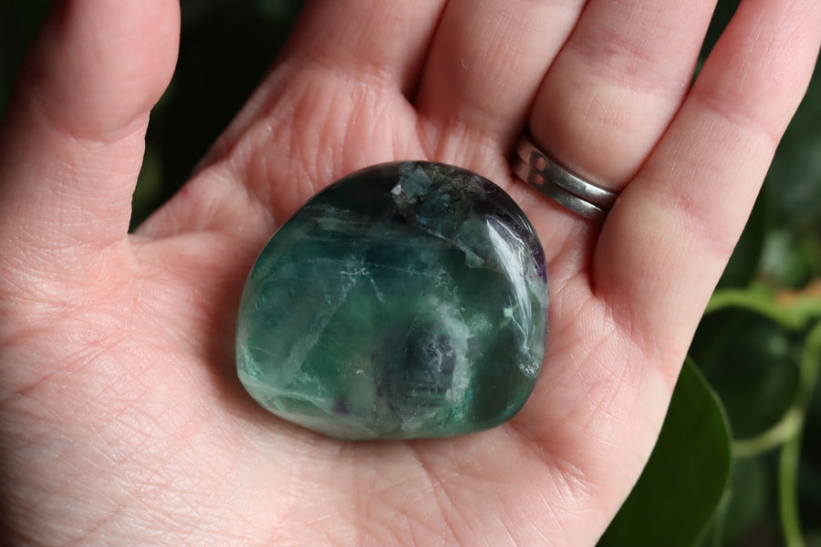 Large rainbow fluorite tumbled stone 14