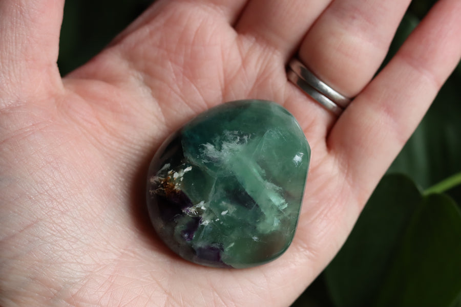 Large rainbow fluorite tumbled stone 14