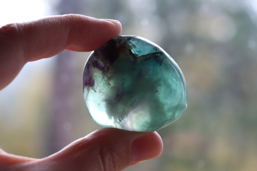 Large rainbow fluorite tumbled stone 14