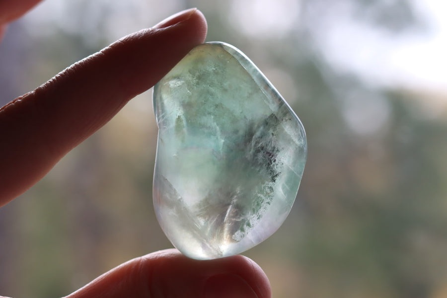 Large rainbow fluorite tumbled stone 15