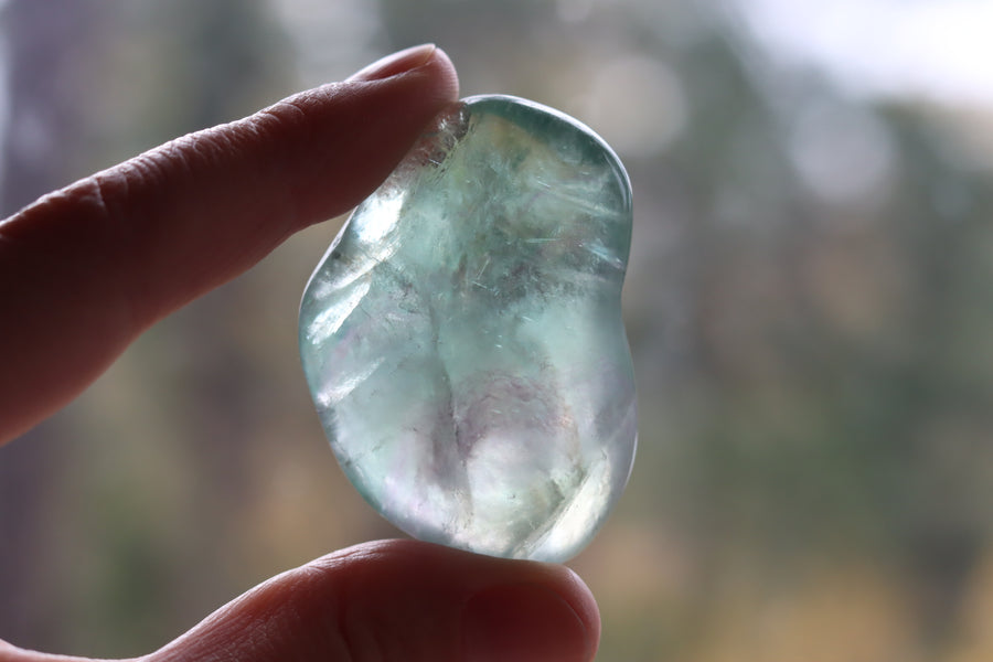 Large rainbow fluorite tumbled stone 15