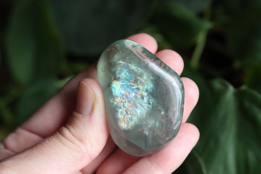 Large rainbow fluorite tumbled stone 15
