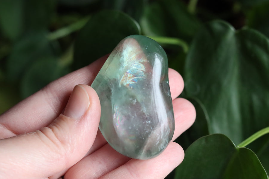 Large rainbow fluorite tumbled stone 15