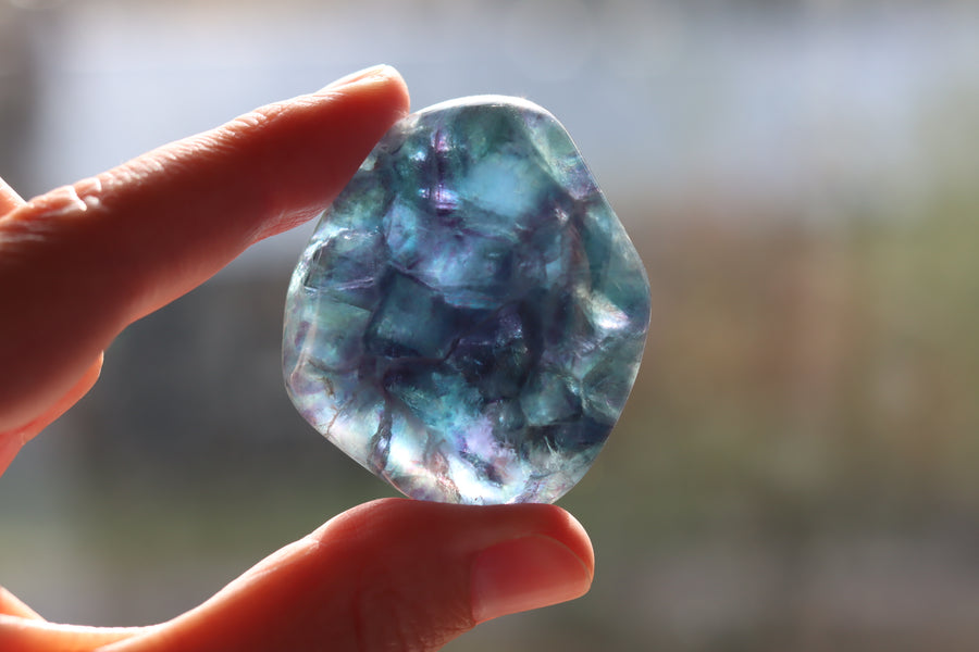 Large rainbow fluorite tumbled stone 17 new