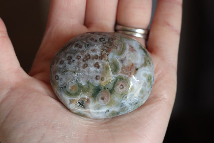 Old stock ocean jasper pocket stone OS9