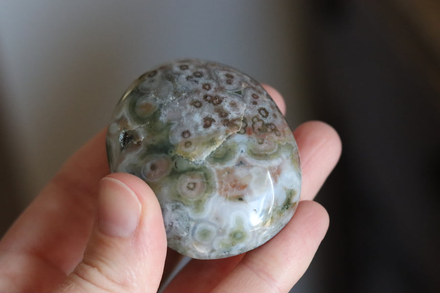 Old stock ocean jasper pocket stone OS9