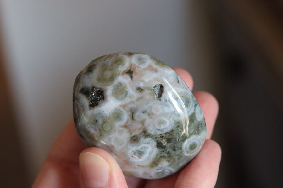 Old stock ocean jasper pocket stone OS9