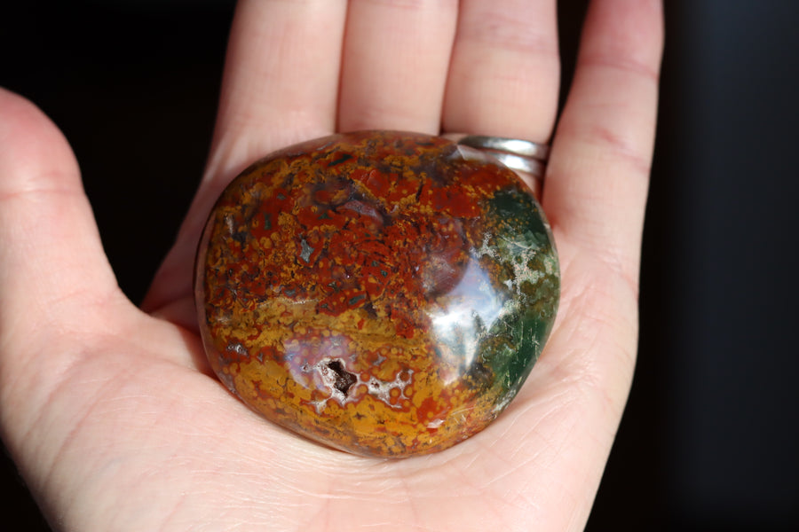 Old stock ocean jasper pocket stone OS12