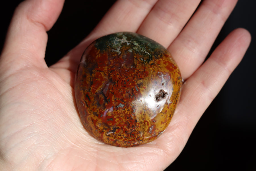 Old stock ocean jasper pocket stone OS12