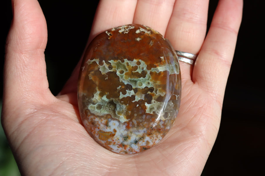 Old stock ocean jasper pocket stone OS10