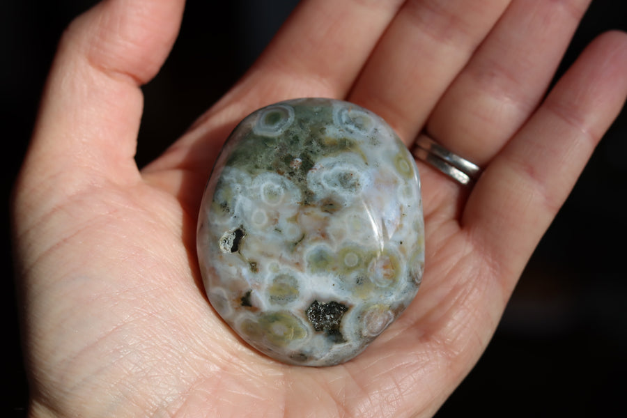 Old stock ocean jasper pocket stone OS9