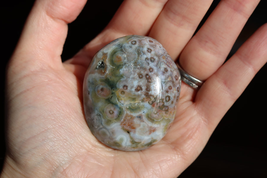 Old stock ocean jasper pocket stone OS9