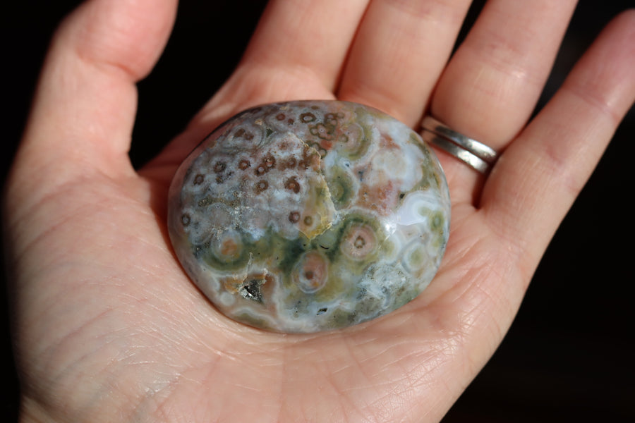 Old stock ocean jasper pocket stone OS9