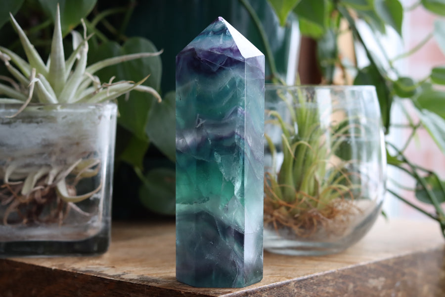 Rainbow fluorite tower 6