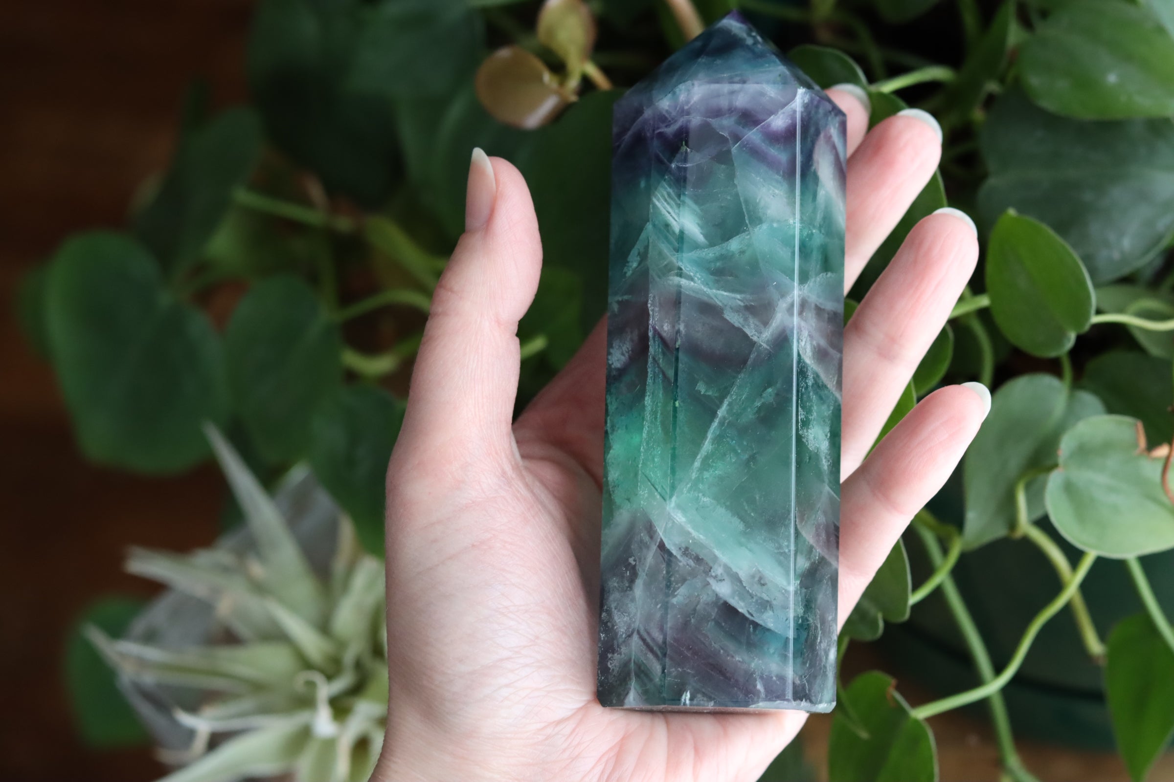 Rainbow fluorite tower 6