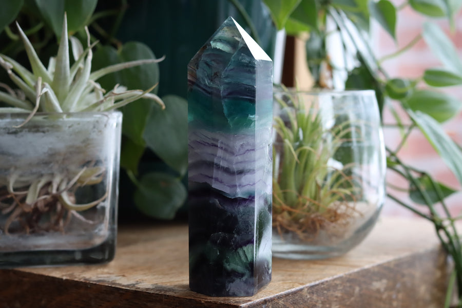 Rainbow fluorite tower 7