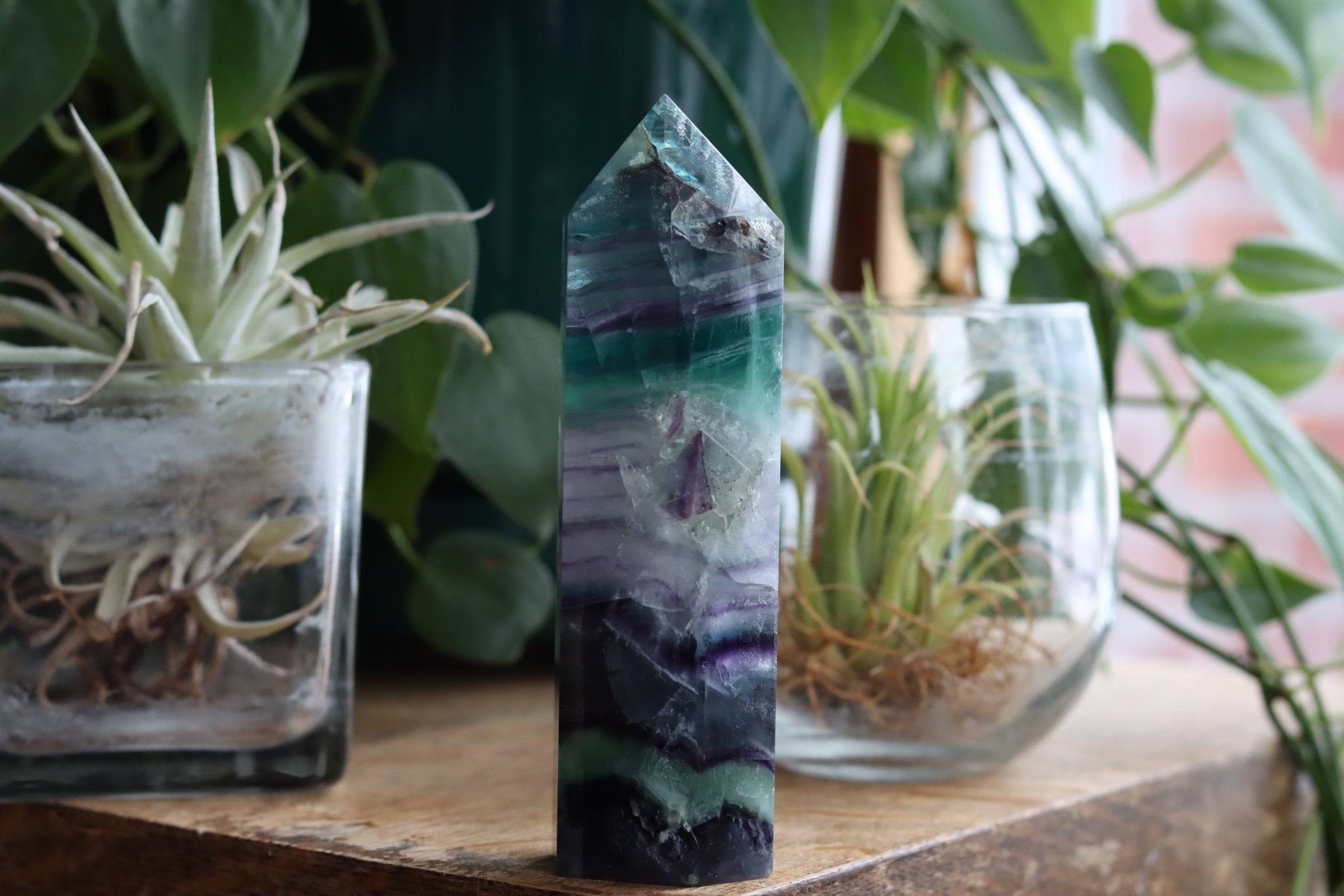 Rainbow fluorite tower 7