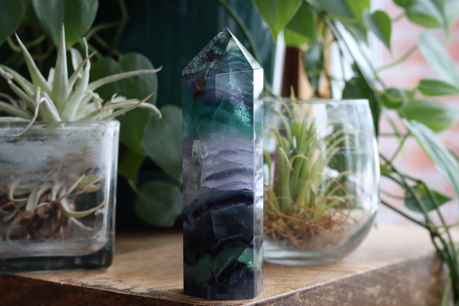 Rainbow fluorite tower 7