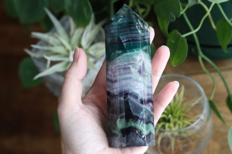 Rainbow fluorite tower 7