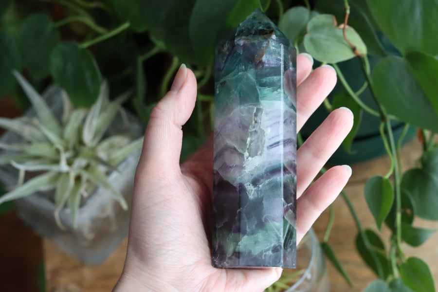 Rainbow fluorite tower 7