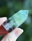 Rainbow fluorite tower with calcite snowflakes 8 new